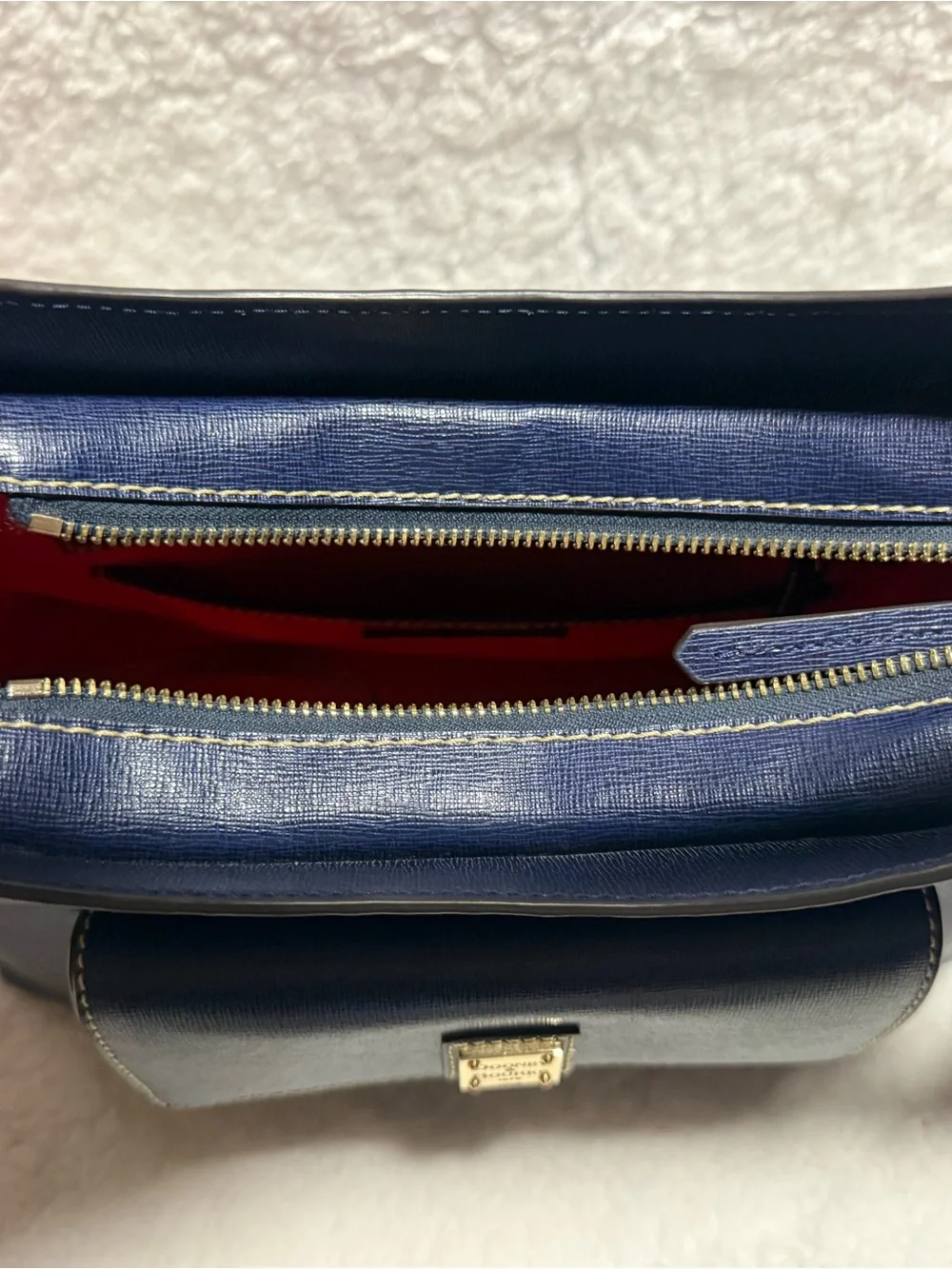 Dooney & Bourke Marine Blue Leather Hobo Bag with Tassel